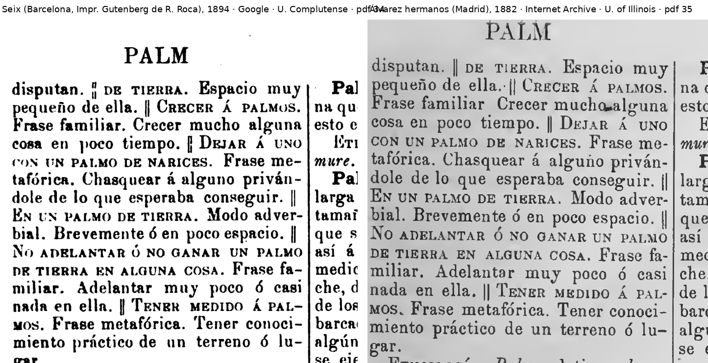 La misma página del tomo IV en la edición de Seix (1894) y en la de Álvarez (1882)
